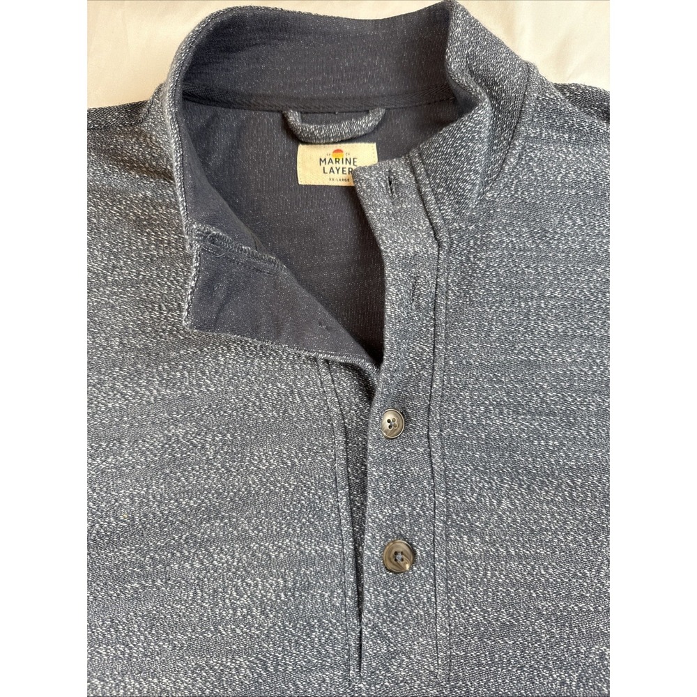 Marine Layer Sweater Men's XXL Gray Clayton 1/4 Snap Button Pullover